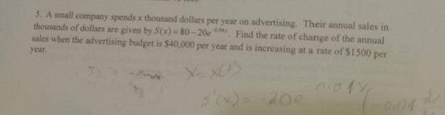 Solved 5. A small company spends x thousand dollars per year | Chegg.com
