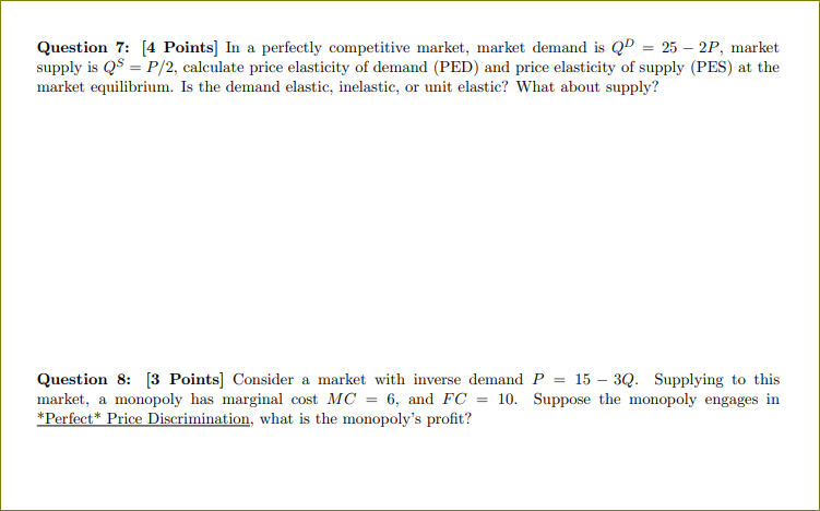 Solved Question 6: (3 Points] In a perfectly competitive | Chegg.com
