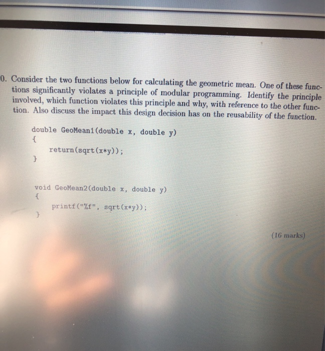 Solved 0. Consider the two functions below for calculating | Chegg.com