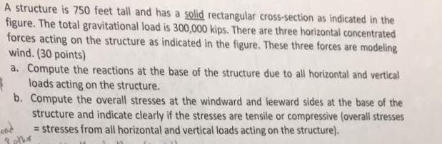 Solved A structure is 750 feet tall and has a solid | Chegg.com