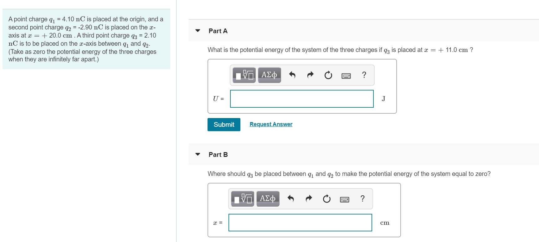 Solved Part A A point charge q, = 4.10 nC is placed at the | Chegg.com