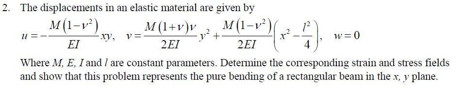 Solved The displacements in an elastic material are given by | Chegg.com