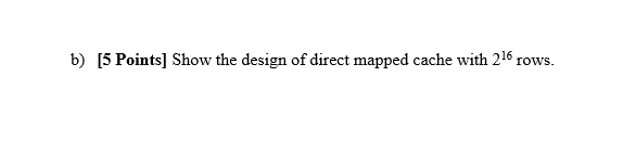 Solved b) [5 Points] Show the design of direct mapped cache | Chegg.com