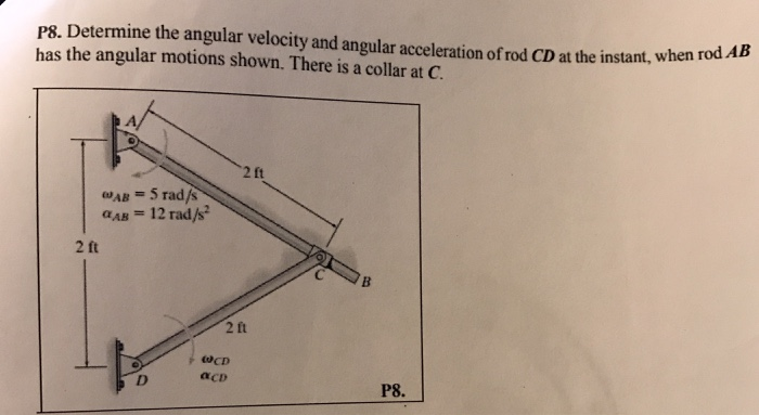 Solved Determine the angular acceleration of rod CD at the | Chegg.com