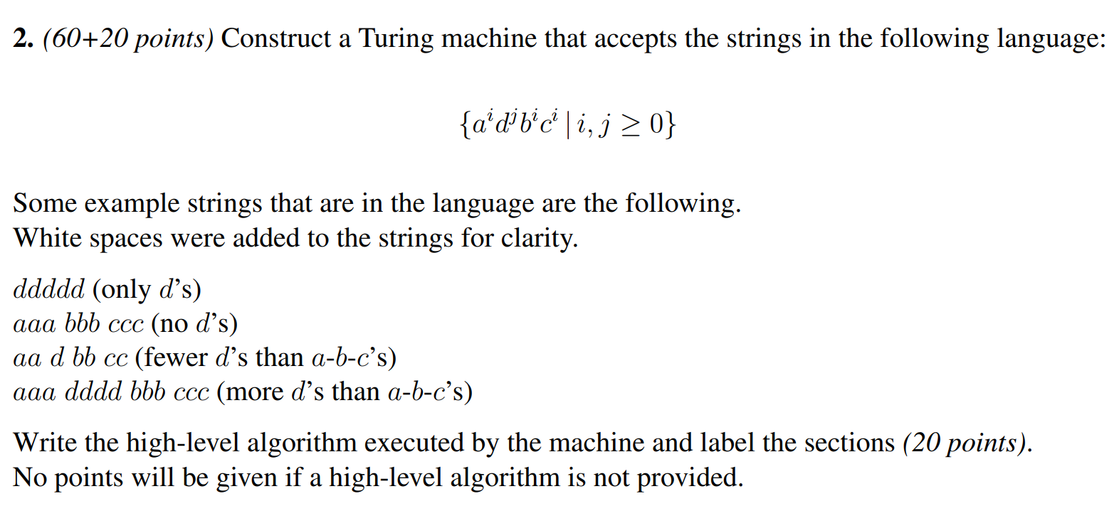 Solved 2. (60+20 Points ) Construct A Turing Machine That | Chegg.com