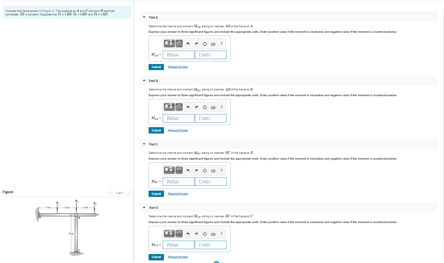 Solved Consider the frame shown in (Figure 1). The supports | Chegg.com