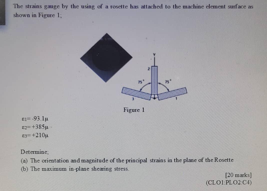Solved The strains gauge by the using of a rosette has | Chegg.com