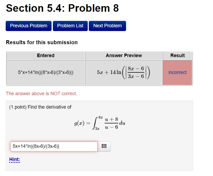 Solved Section 5.4: Problem 8 Previous Problem Problem List | Chegg.com
