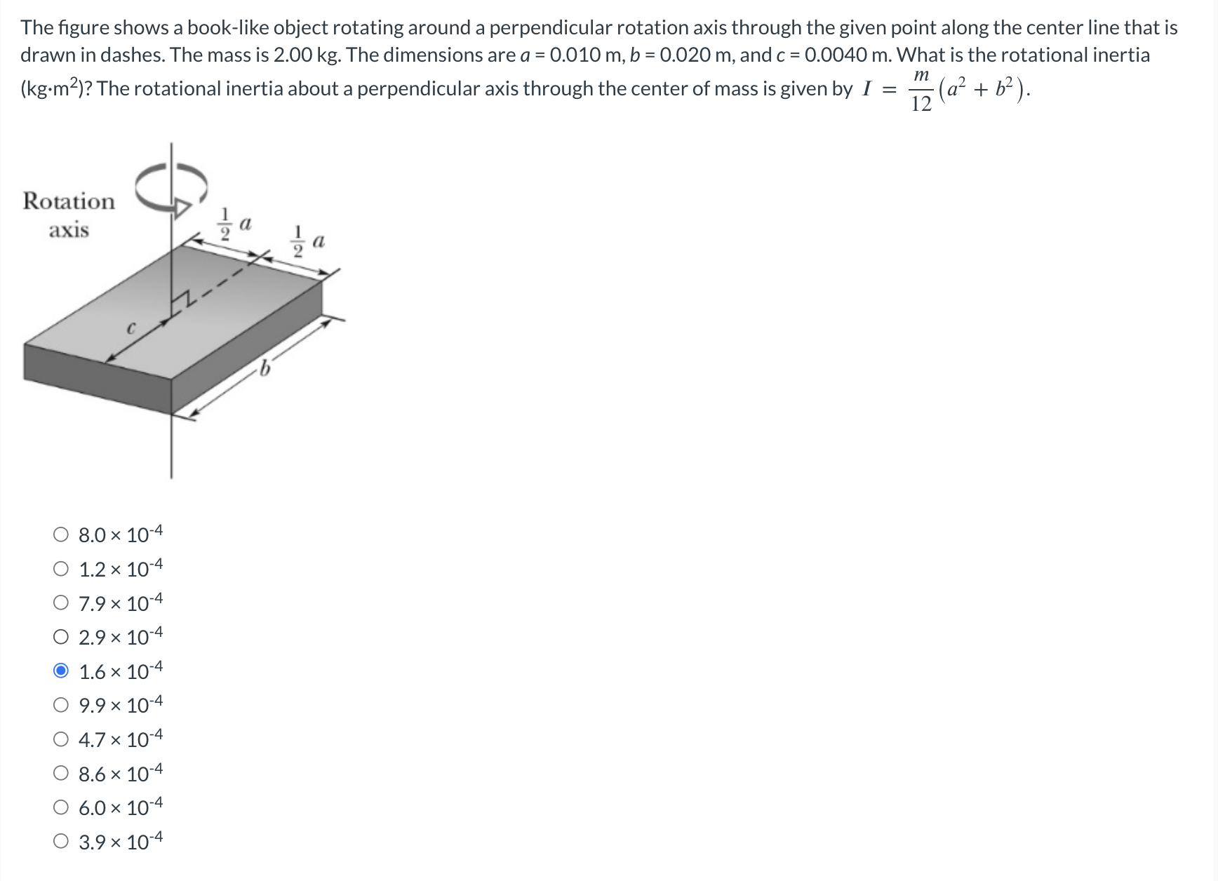 Solved The figure shows a book-like object rotating around a | Chegg.com