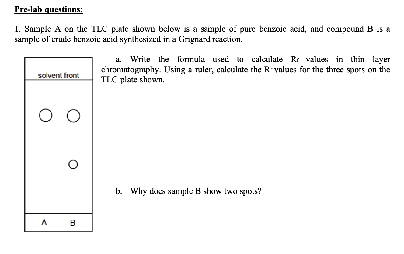 Solved 1. Sample A On The TLC Plate Shown Below Is A Sample | Chegg.com