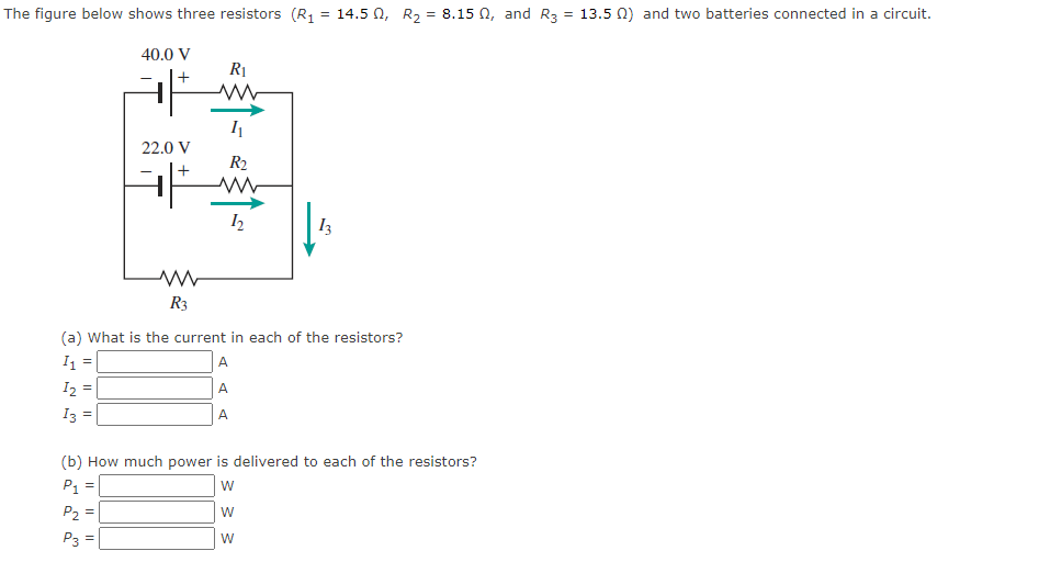 Solved The Figure Below Shows Three Resistors (R1 = 14.5, R2 | Chegg.com