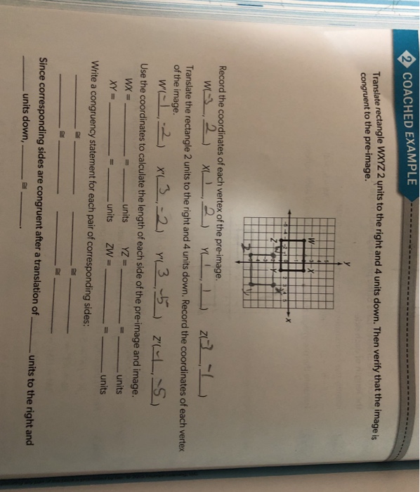 Solved Coached Example Ngle Wxyz 2 Units To The Right And 4 