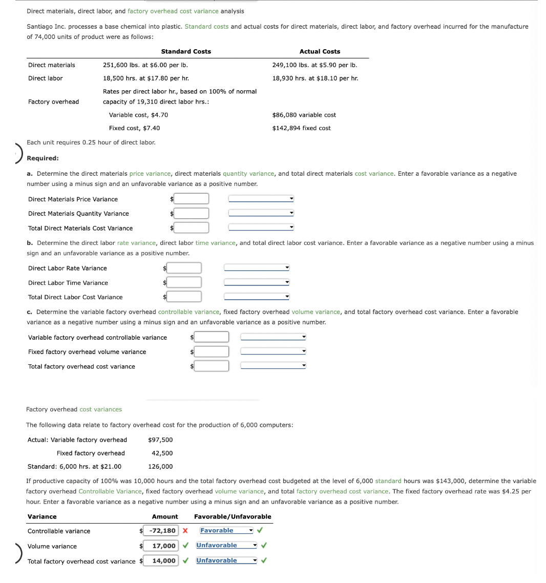 Direct materials, direct labor, and factory overhead