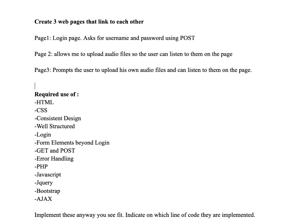 Solved Create 3 web pages that link to each other Pagel: | Chegg.com