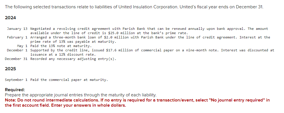 Solved The Following Selected Transactions Relate To 