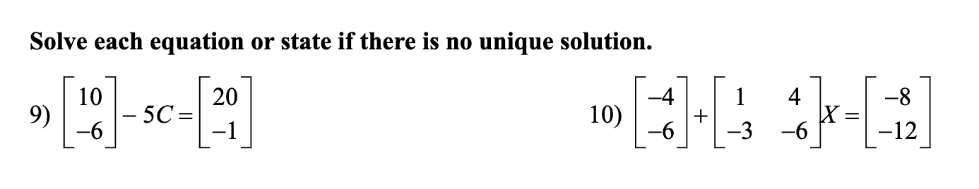 Solved Solve each equation or state if there is no unique | Chegg.com