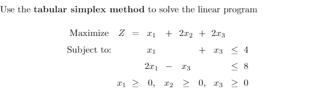Solved Use the tabular simplex method to solve the linear | Chegg.com