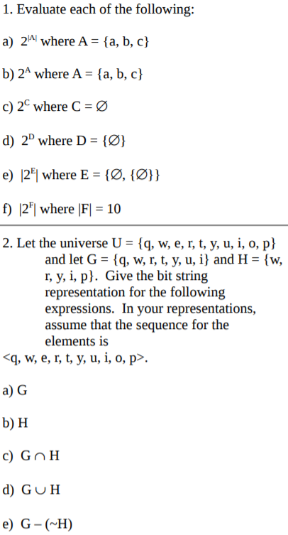 1 Evaluate Each Of The Following A 214 Where A Chegg Com