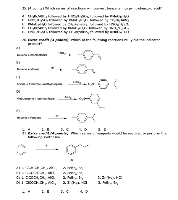 Solved 25. (4 points) Which series of reactions will convert | Chegg.com