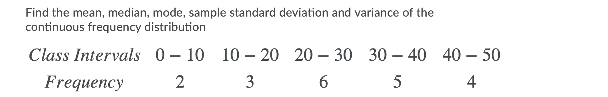 Solved Find the mean, median, mode, sample standard | Chegg.com