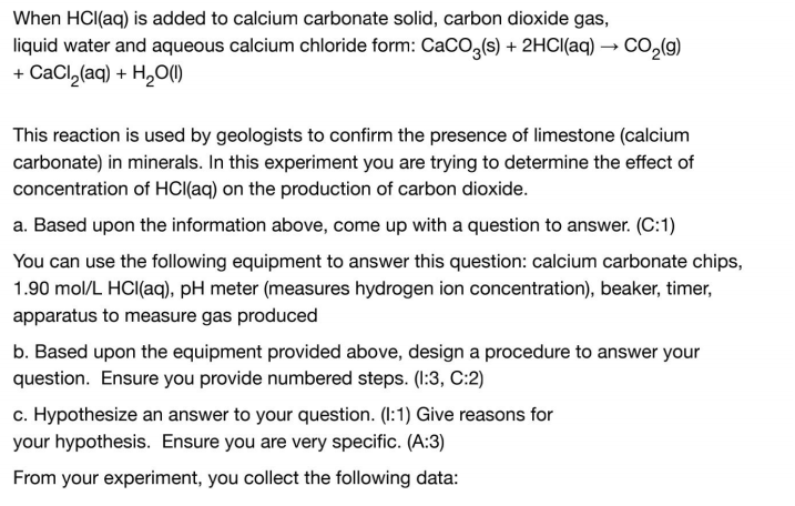 Solved When HCl(aq) is added to calcium carbonate solid, | Chegg.com