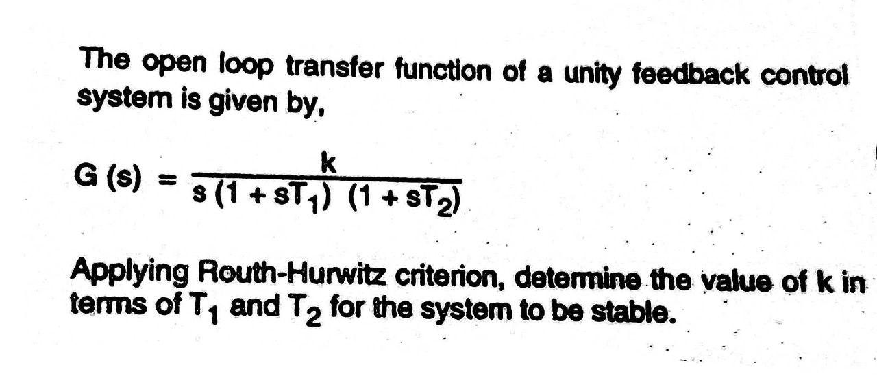 Solved The Open Loop Transfer Function Of A Unity Feedback