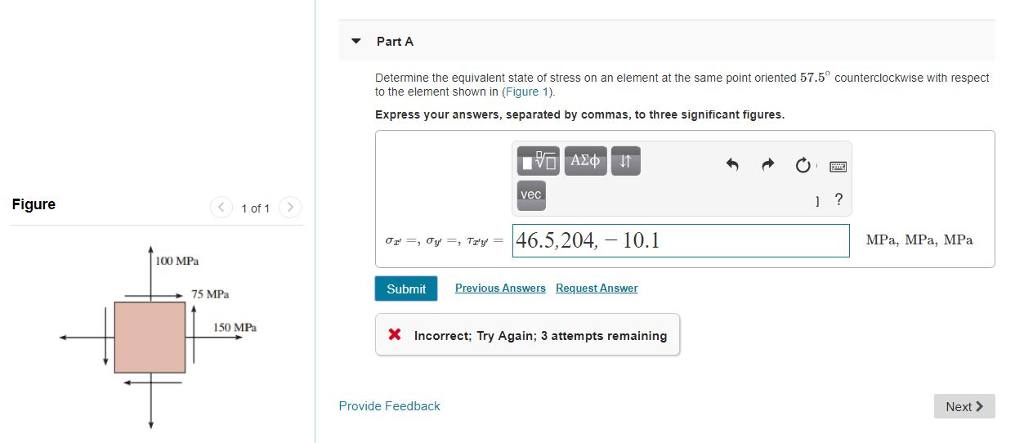Solved Part A Determine the equivalent state of stress on | Chegg.com