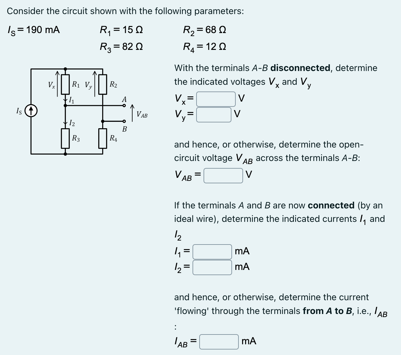 Solved Consider The Circuit Shown With The Following | Chegg.com