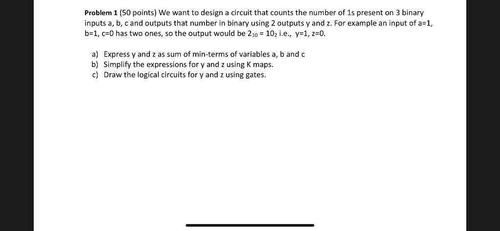 Solved Problem 1 (50 points) We want to design a circuit | Chegg.com