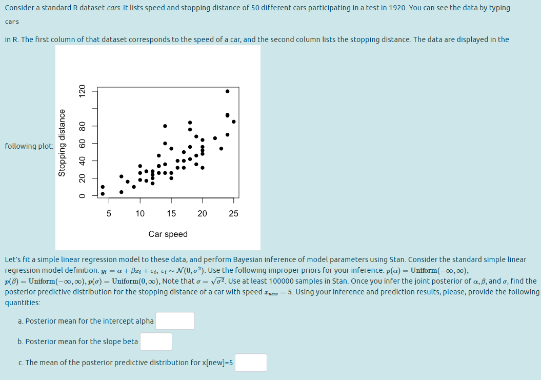 Consider a standard R dataset cars. It lists | Chegg.com
