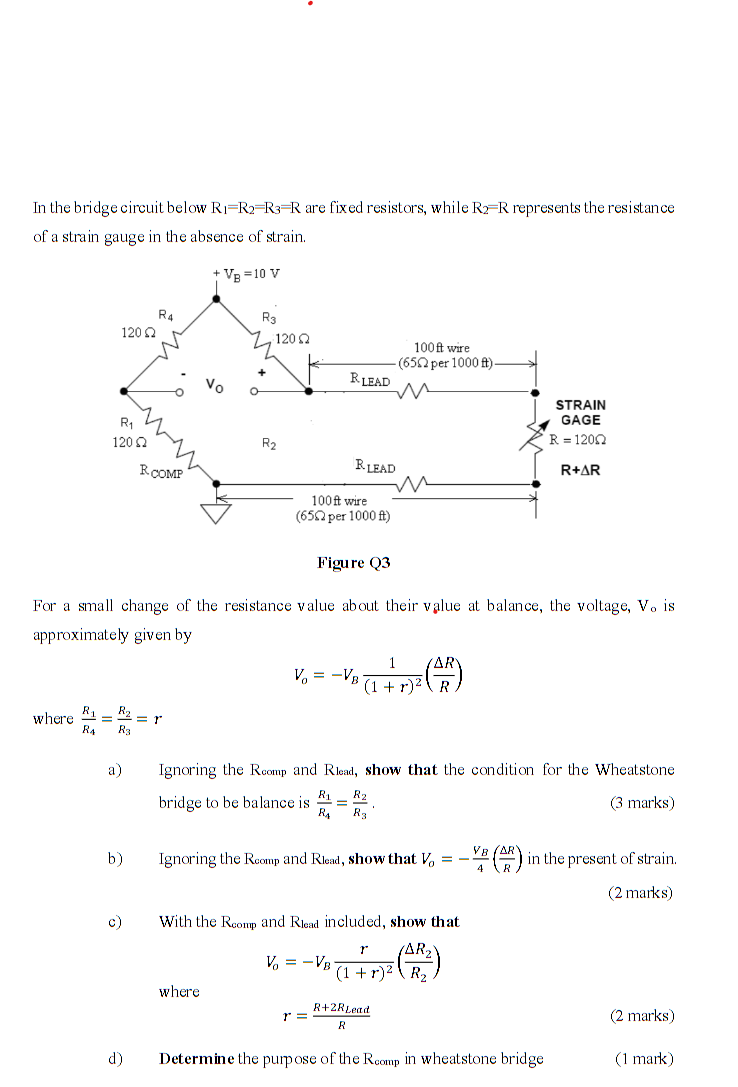 Solved In the bridge circuit below Ri=R2=R3rR are fixed | Chegg.com