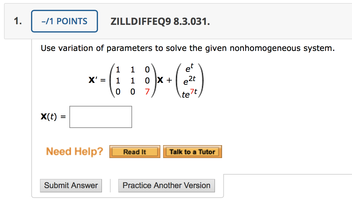 Solved 1 Points Zilldiffeq9 8 3 031 Use Variation Of P Chegg Com