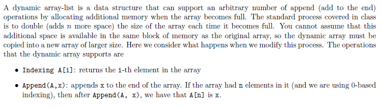 Solved Problem 2. Derive the amortized runtime of Append for | Chegg.com