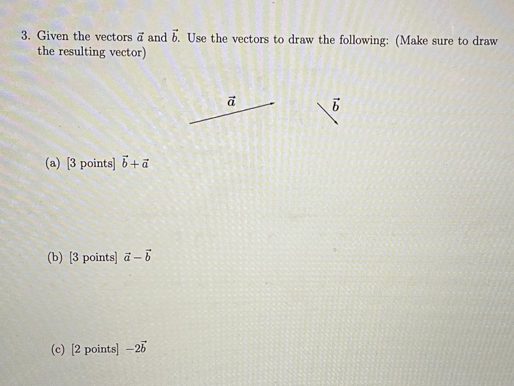 Solved 3. Given The Vectors A And B. Use The Vectors To Draw | Chegg.com