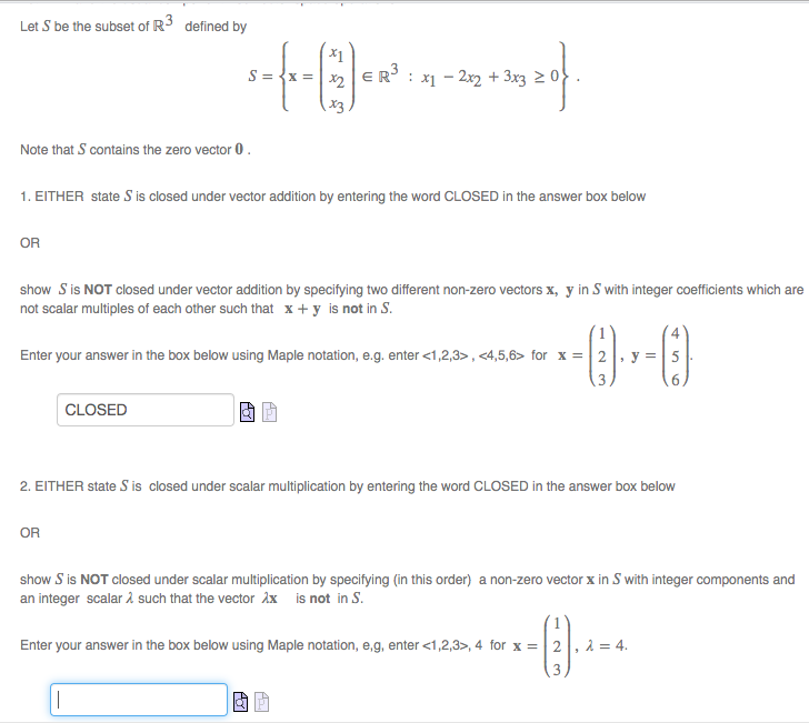 Solved How do you prove whether a S is closed under vector