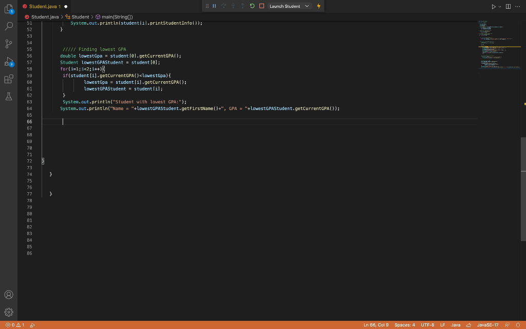 Solved Java How can fix the code after line 55 to find the | Chegg.com