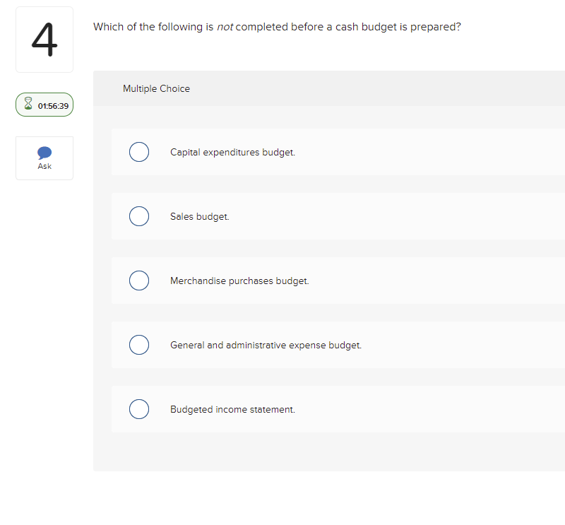 Solved Which of the following is not completed before a cash | Chegg.com