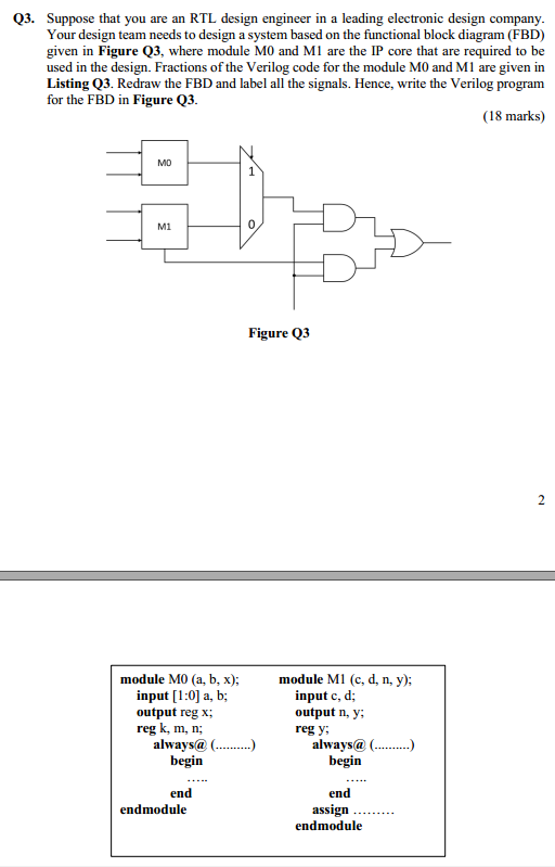 Solved Q3. Suppose that you are an RTL design engineer in a | Chegg.com