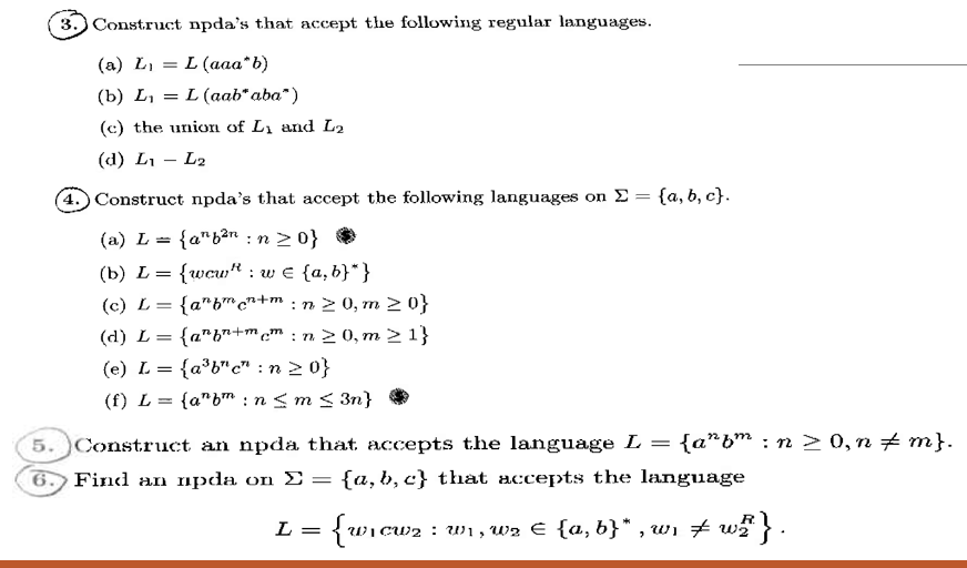 Solved 3.) Construct Npda's That Accept The Following | Chegg.com