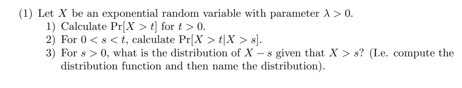 Solved (1) Let X be an exponential random variable with | Chegg.com