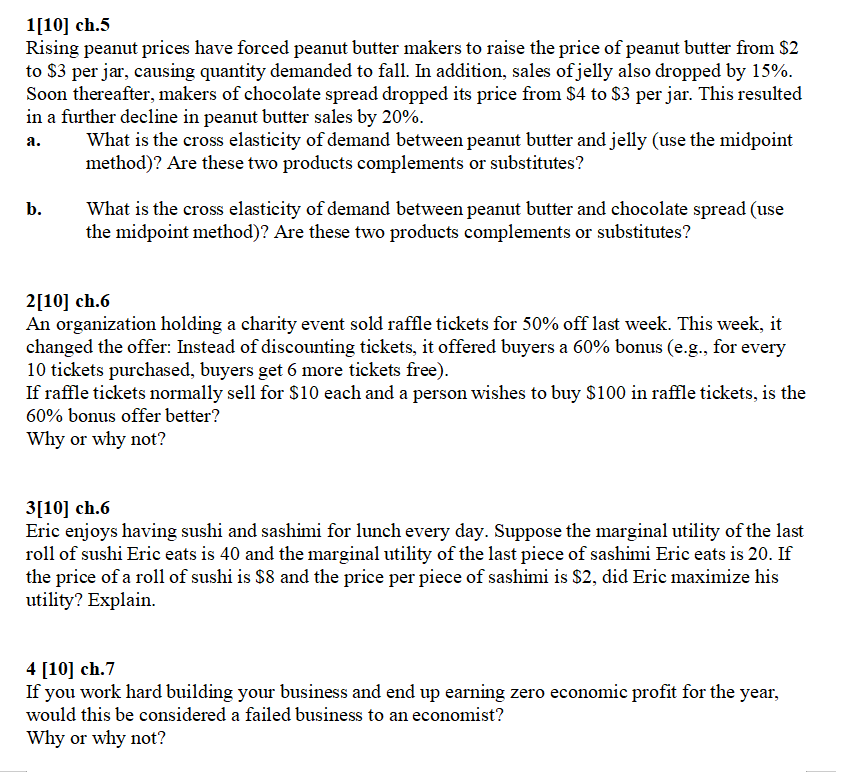Solved 1[10] ch.5 Rising peanut prices have forced peanut