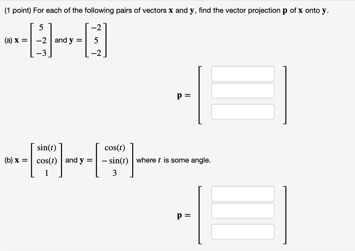 solved-for-each-of-the-following-pairs-of-vectors-x-and-y-chegg