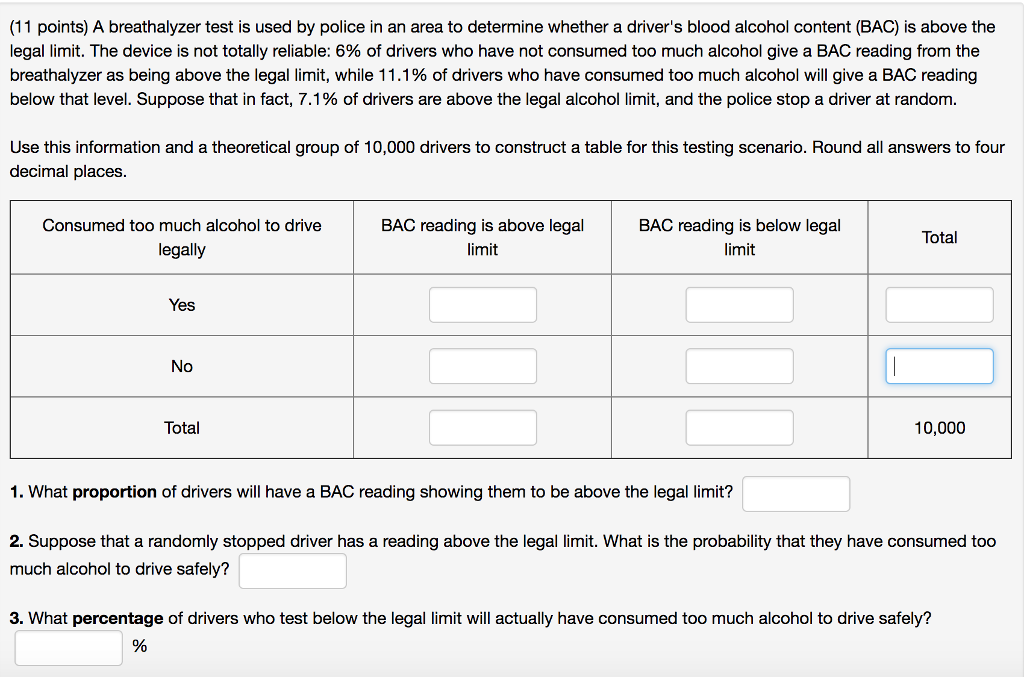 Solved (11 points) A breathalyzer test is used by police in