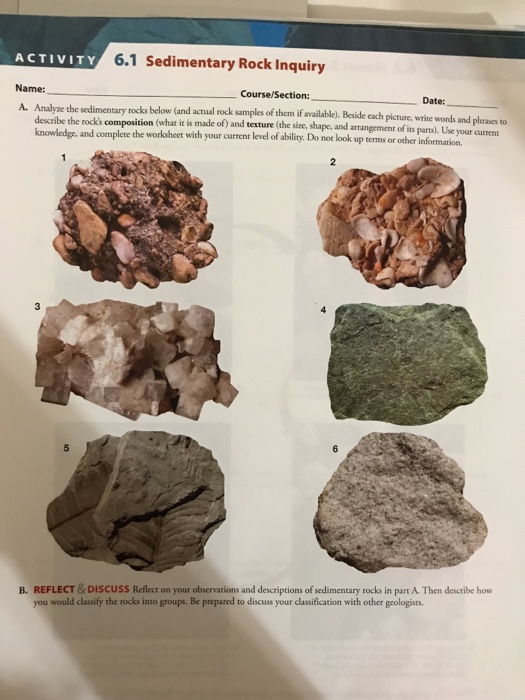 Solved ACTIVITY 6.1 Sedimentary Rock Inquiry Name: | Chegg.com