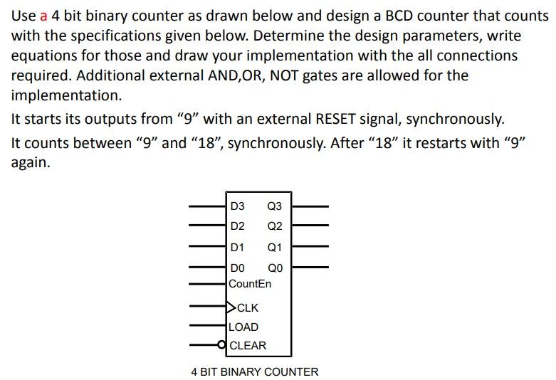 Solved Use a 4 bit binary counter as drawn below and design | Chegg.com