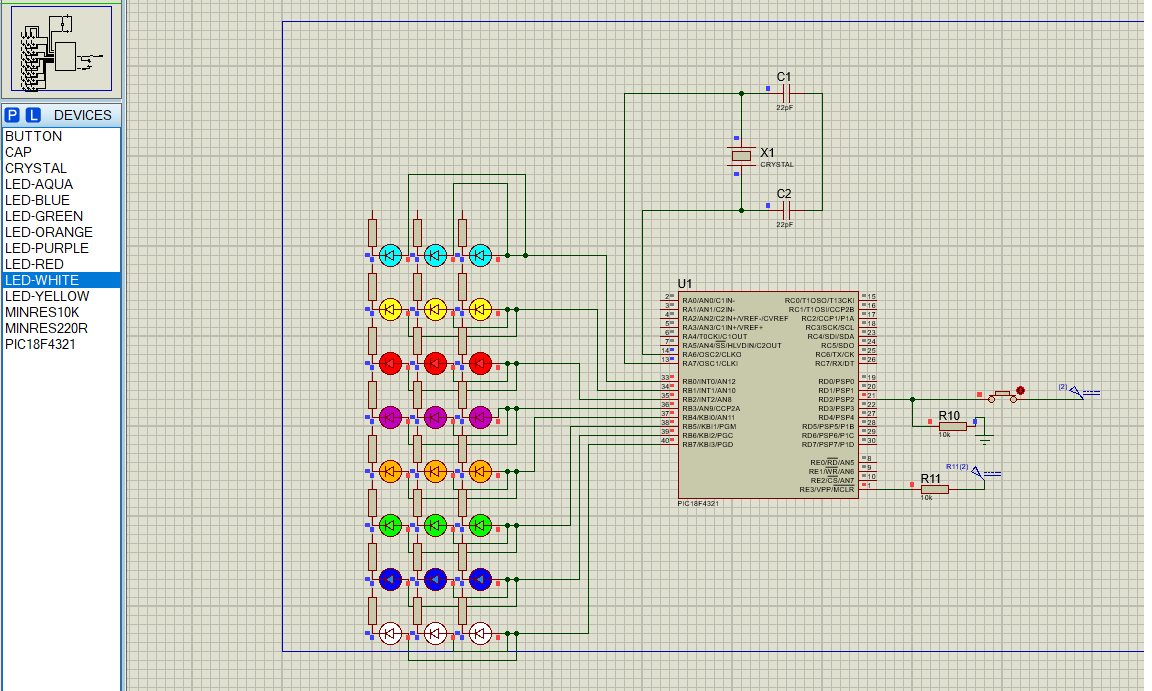 Solved ı need a mikroC code for PIC16F877A, Blue leds in the