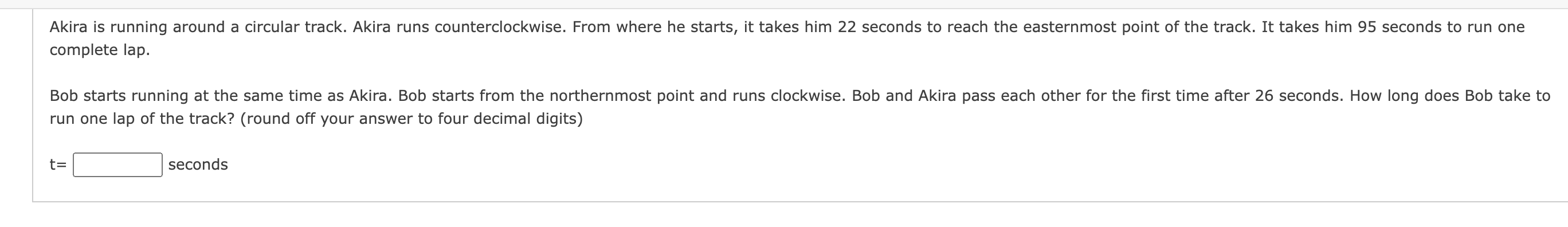 Solved complete lap. run one lap of the track? (round off | Chegg.com