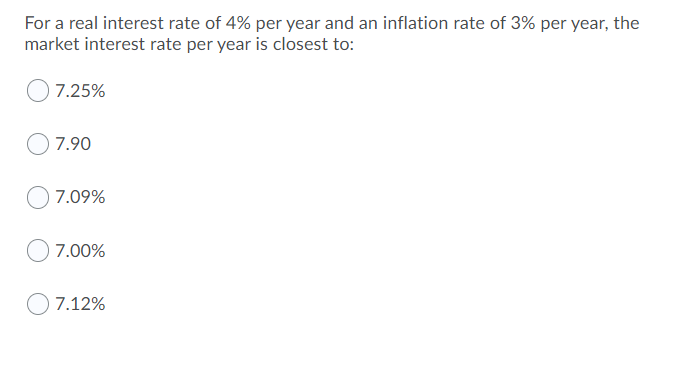 Solved For a real interest rate of 4% per year and an | Chegg.com