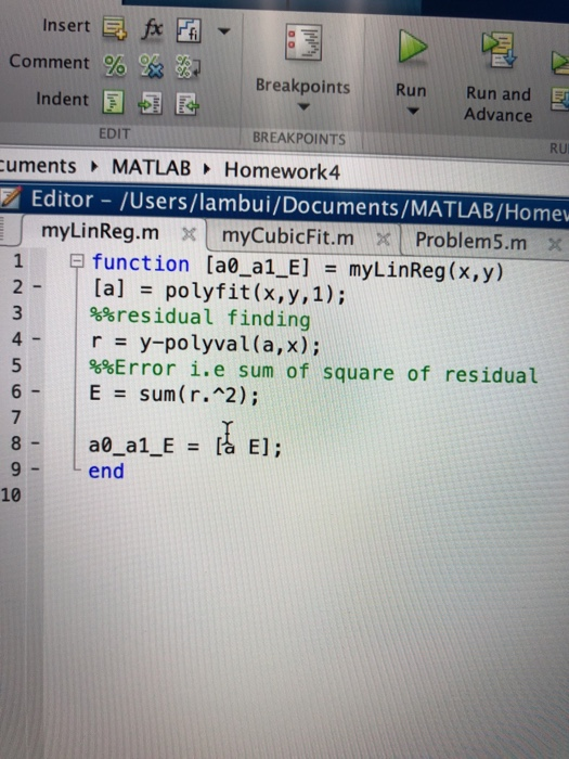 including a comment in matlab